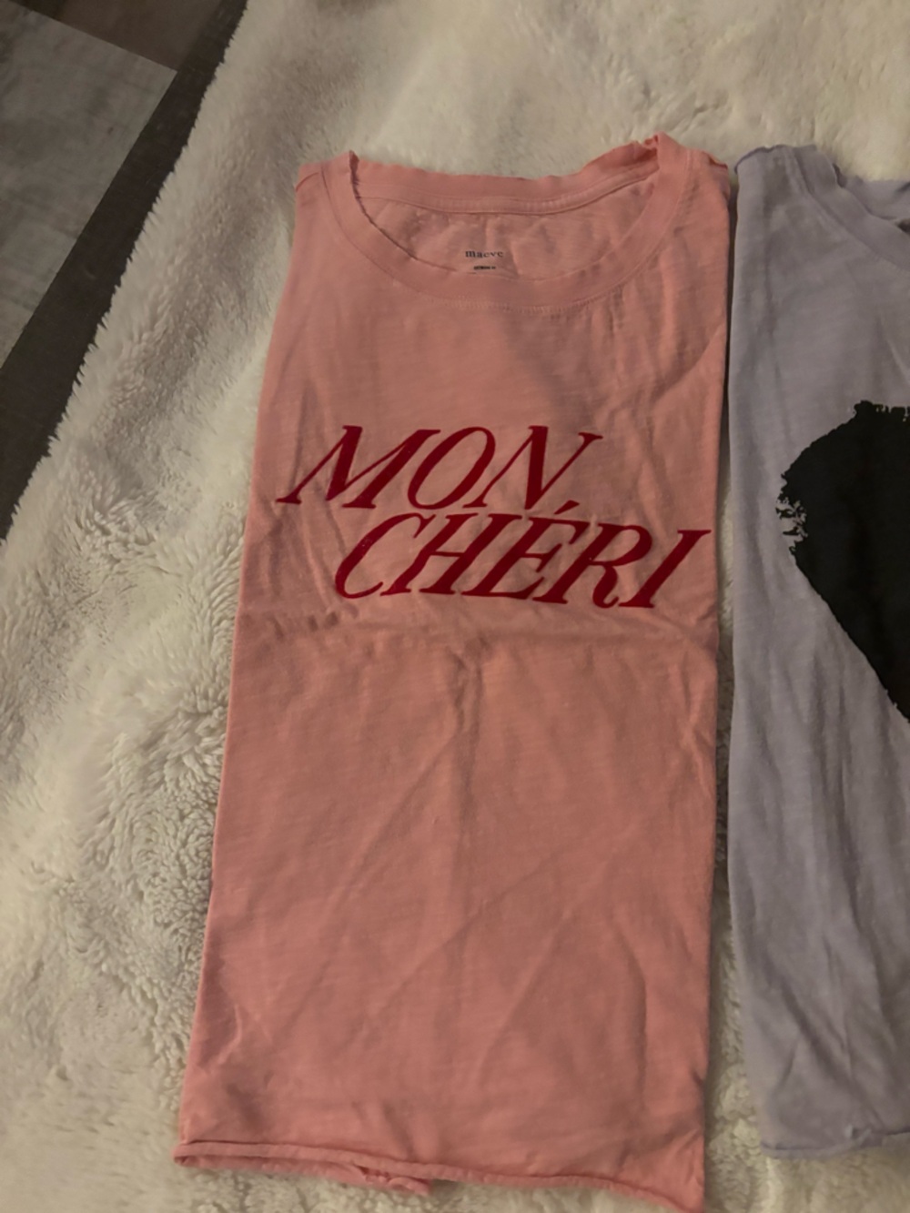 Maeve Pink "Mon Cheri" Short Sleeve Tee with Red Print